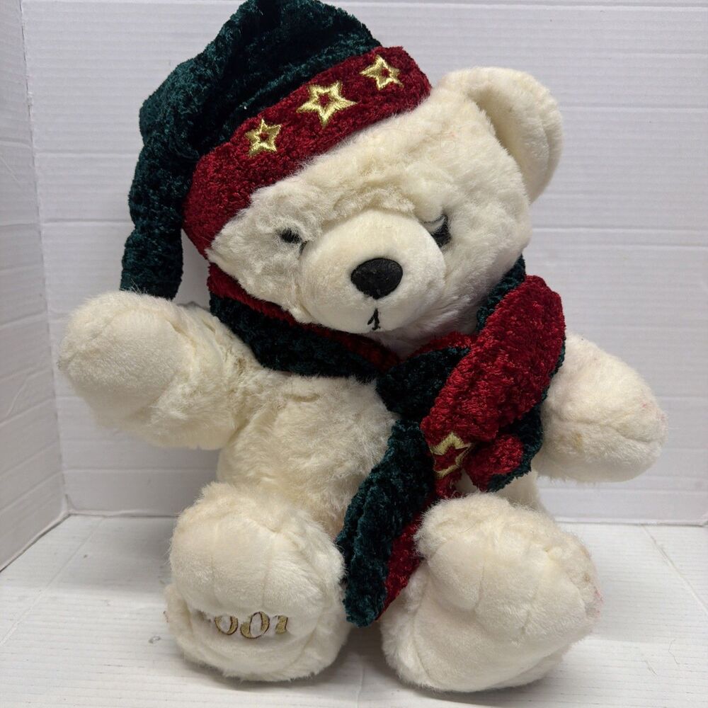 Santa Bear, Kmart Plush Christmas Collectible Bear 2001 16 Inches Tall